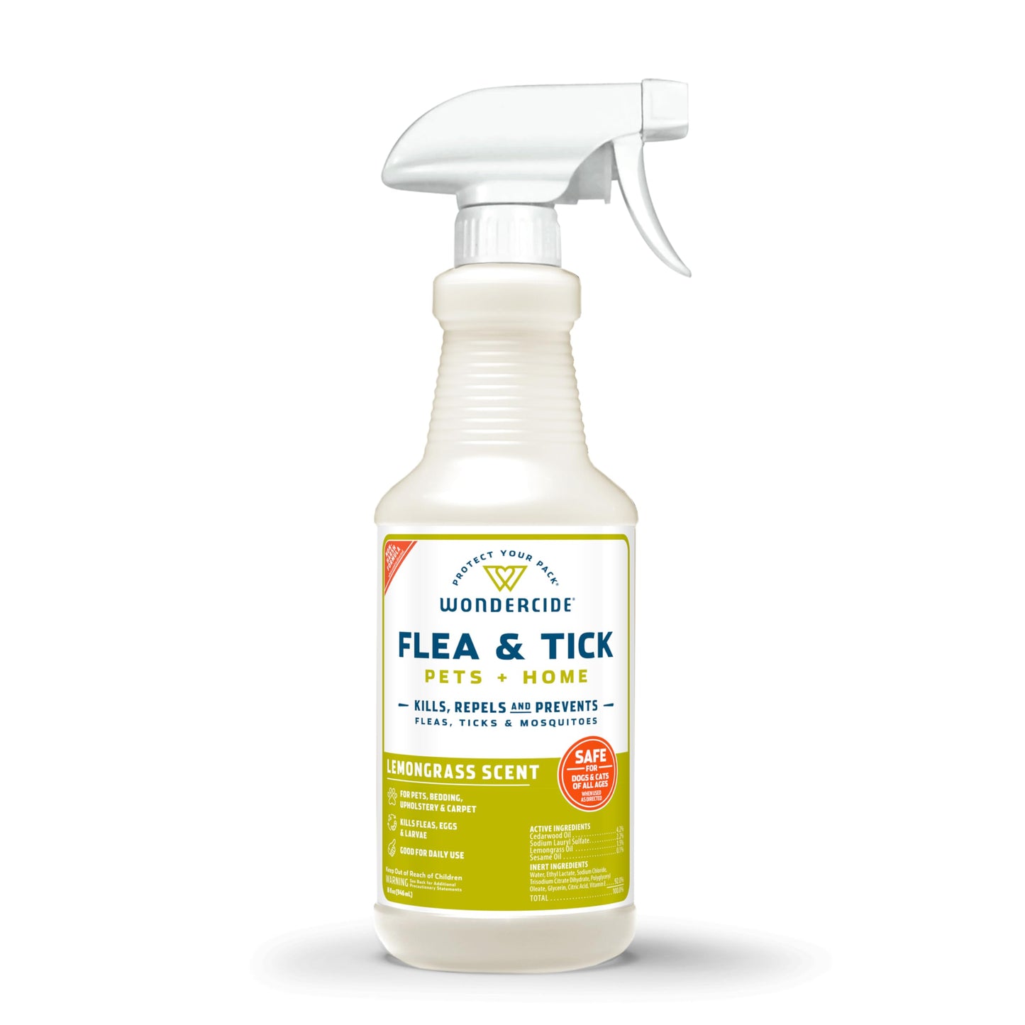 Wondercide - Flea, Tick & Mosquito Spray for Pets and Home with Natural Essential Oils - Killer, Control, Prevention, Treatment - Lemongrass 16 oz