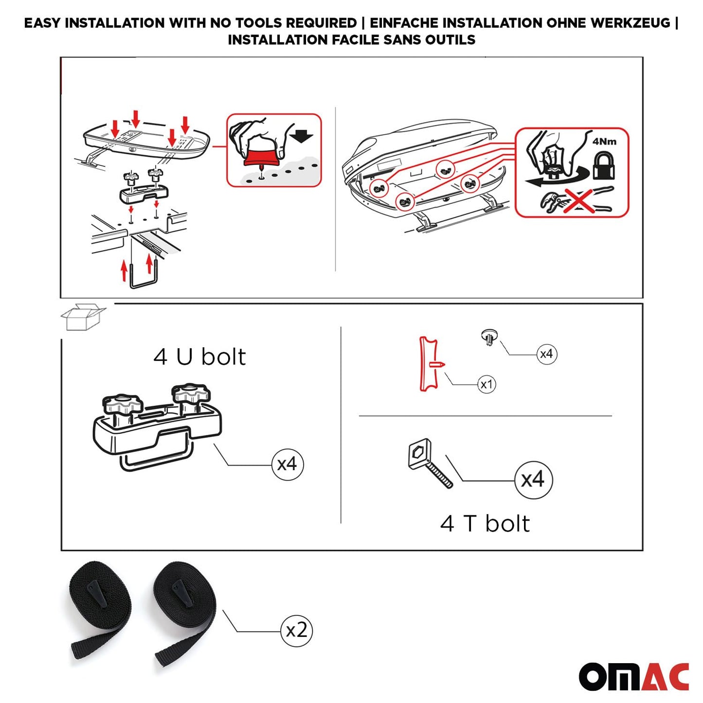 OMAC Rooftop Cargo Carrier Hard Shell, 8 Cubic Feet Cargo Box for Roof Rack, Dual-Side Opening, Waterproof Roof Box, Car Roof Carrier Hard Shell, Matt Black with Security Keys