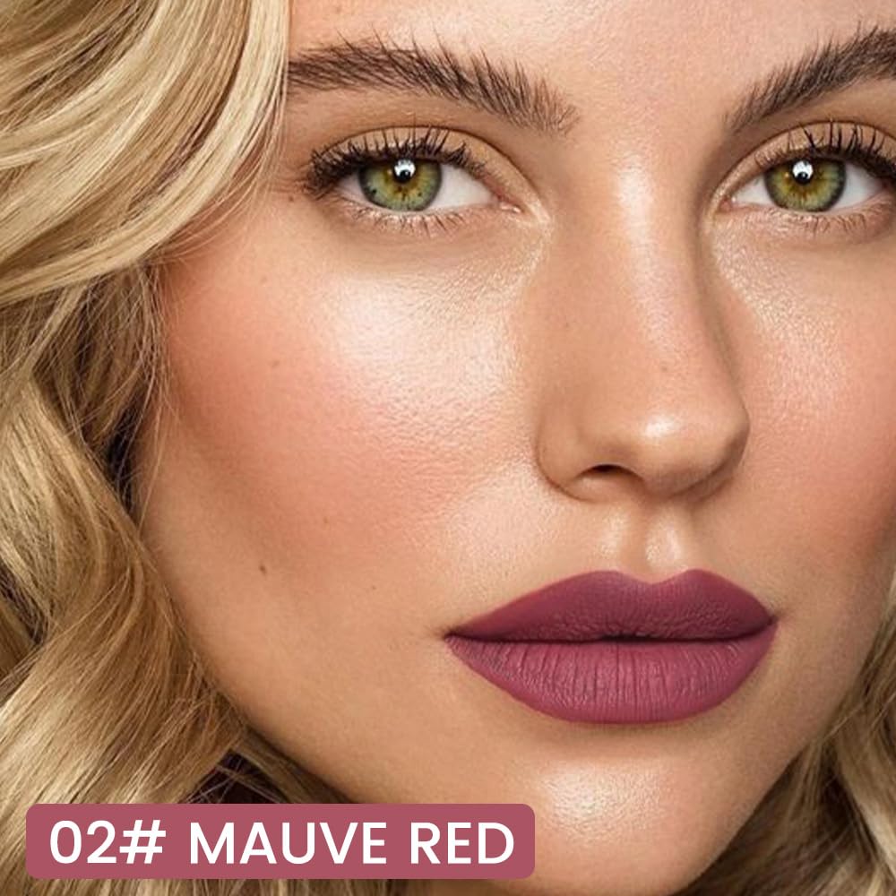 evpct Longwear Liquid Lip Liner Stain Marker Pen Long Lasting Waterproof, Mauve Red Matte Semi Permanent 24 Hour Lip Liner and Lipstick Combo, Korean Color Stay Lipliner All Day, Lips Stain peel off