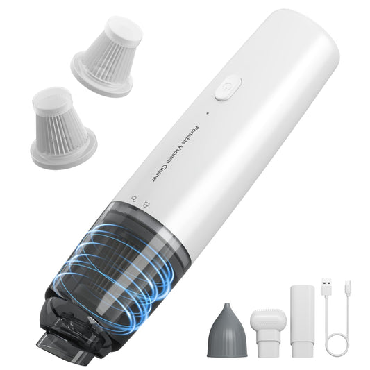 A9life Handheld Vacuum Cordless, Car Vacuum Cleaner Portable with HEPA Filter, 2 Suction Modes, Mini Hand Held Vacuum Rechargeable for Car, Home, Pet Hair, Office, Desk, Keyboards (White)