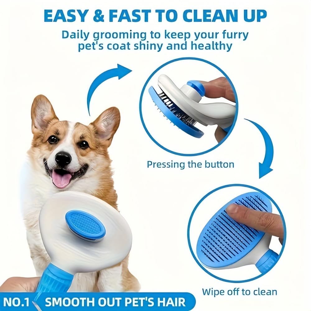 Cat Brush Self Cleaning, Ergonomic Handle,Slicker Cat Brush with Release Button,Tool Suitable for Cats And Dogs Pet Hair Cleaner, Easy to Remove Loose Undercoat ﻿ ﻿