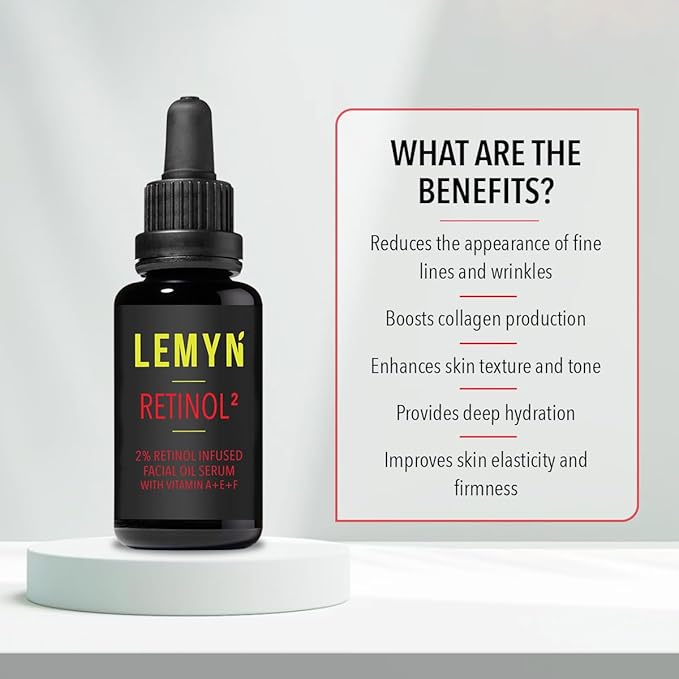 Retinol2 Facial Oil Serum with 2% Advanced Gentle Retinol, Vitamin A+E+F – Freshly Made Anti-Aging, Hydrating, and Firming Formula | 30ml