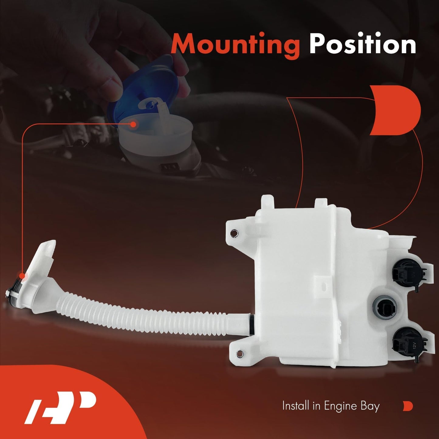 A-Premium Windshield Washer Reservoir Compatible with 2010-2015 Lexus RX350, with (Cap/Washer Pump/Hose/Filler Neck/Fluid Level Sensor/Bracket), Replace# 14915292, 853150E030PFM