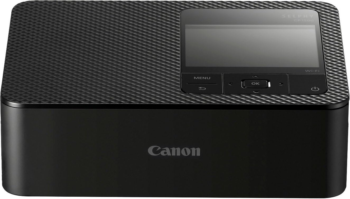 Canon Selphy CP1500 Wireless Compact Photo Printer (Black) Bundle with KP-108IN Color Ink Paper Set (108 Sheets of 4x6 Paper + 3 Ink Cartridges) + 6-Slot Memory Card Holder + More