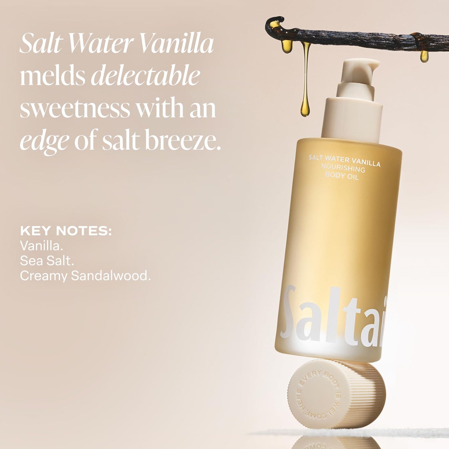 Saltair Body Oil. Luxurious Salt Water Vanilla After Shower and Bath Oil Moisturizer for Women and Men. Botanical, Non-Greasy, and Well-Absorbing Lotion for Hydrating Dry Skin. 4oz Pump Bottle