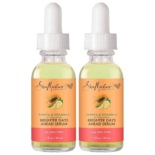 SheaMoisture Papaya & Vitamin C Face Serum, Brighter Days Ahead 2-Pack – For All Skin Types, Even Skin Tone, Glow Up Essentials, 1 Oz Ea