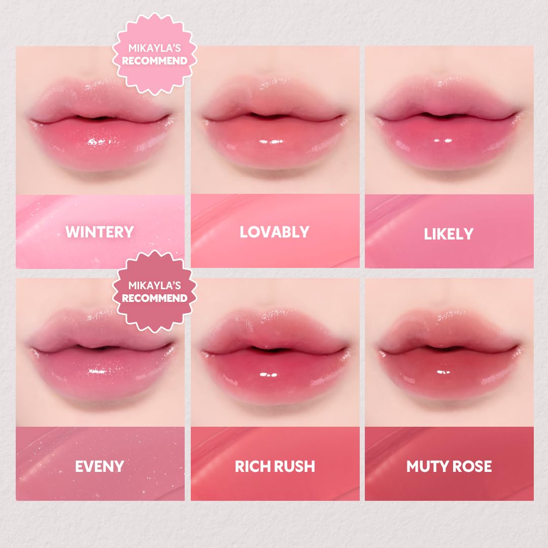 TIRTIR [*Mini Size Waterism Tinted Lip Gloss #15 Grapen, 0.06 Fl Oz – Kiss Ready Lipgloss, 12H Long Lasting Non Sticky Natural Tinted Glow Korean Multiuse Cheek and Lip Tint for Women gift