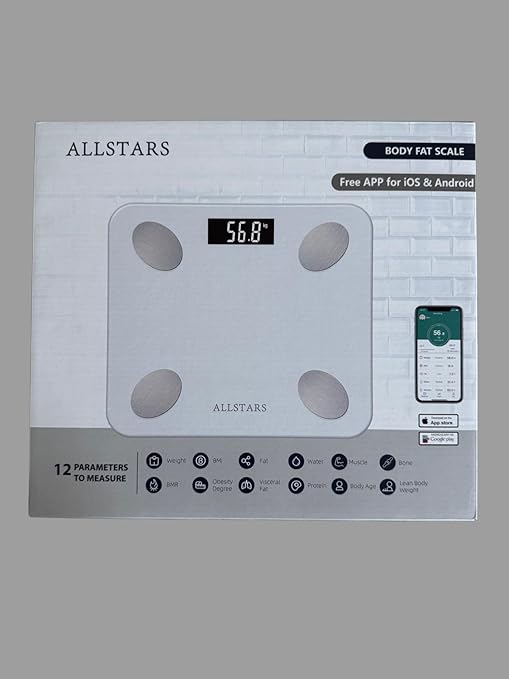 Smart Scale for Body Weight, Fat, BMI, High Precision, 396 lbs Capacity, Large LCD Display, Fitness Health Scale, Smartphone App Sync - White