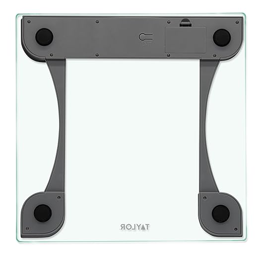 Taylor Digital Glass Weight Tracking Scale, Bathroom Scale for Body Weight, Digital Bathroom Weighing Machine, Highly Accurate & Measures Weight up to 440 lb, Battery Powered, FSA HSA Eligible, Clear