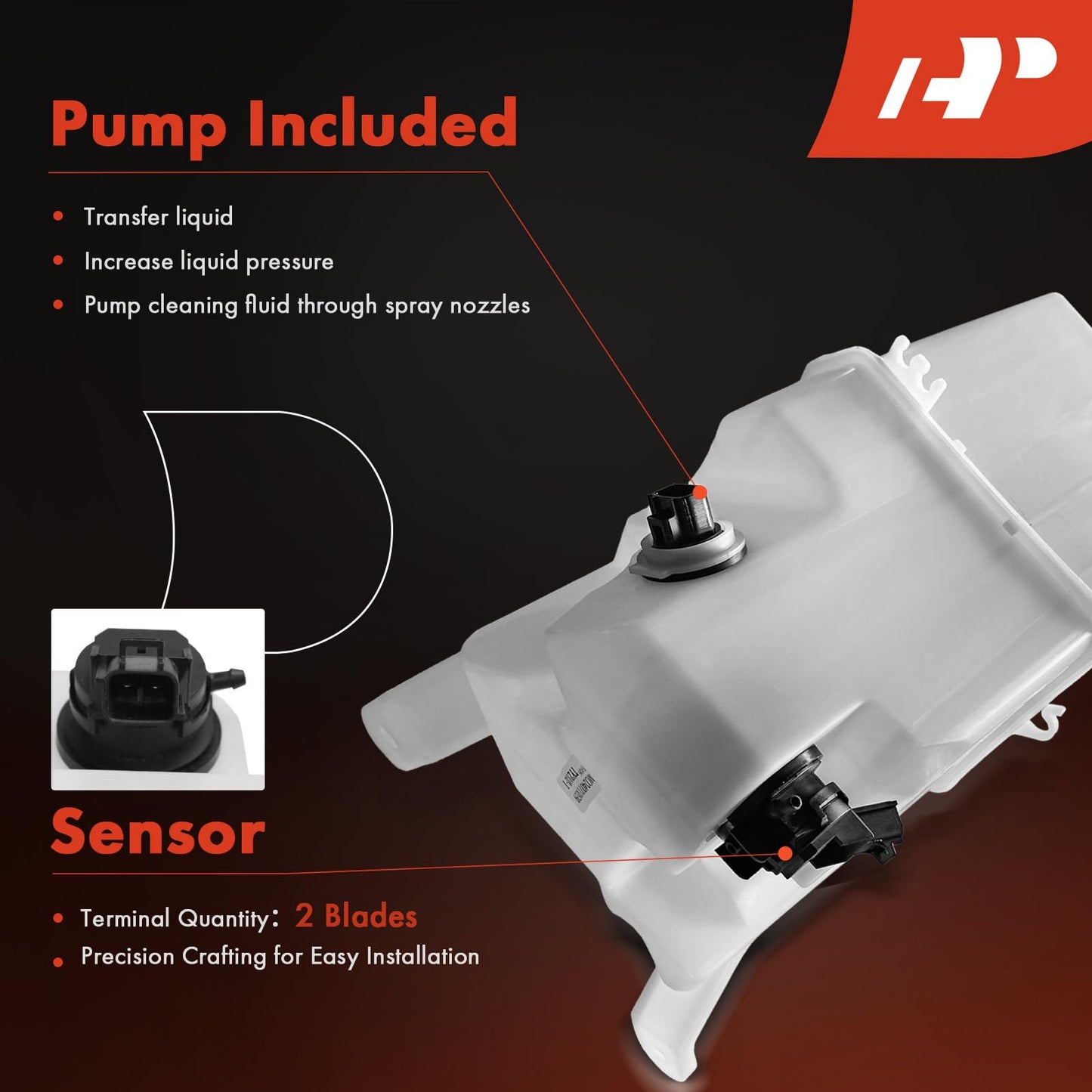 A-Premium Windshield Washer Reservoir Tank Assembly Compatible with Toyota Tundra 2007-2021 - with Cap & Fluid Level Sensor & Pump, Replace Part 853150C060