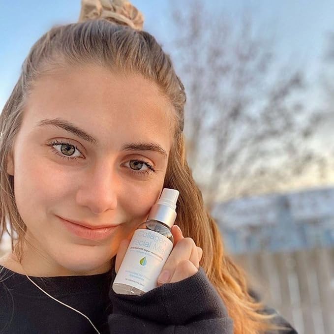 Hyaluronic Acid Collagen Facial Mist—Moisturizer Spray, Non-greasy Hydrating Primer & Makeup Setting Spray – Dye, Fragrance, & Cruelty-Free (2 oz)