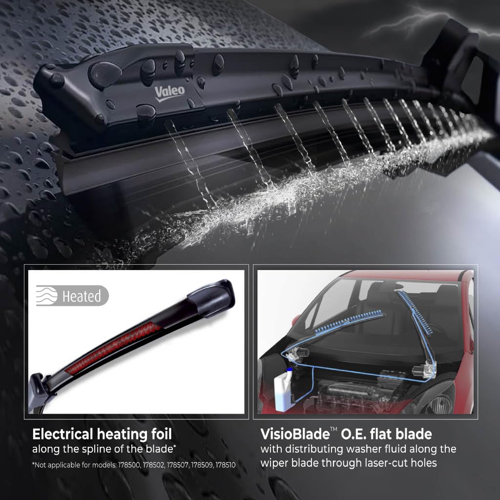 Valeo 178501 Silencio Visioblade Windshield Wiper Blade Set Compatible with Select Volvo V60 and S60 Models, Heated 24/20 inch Pack of 2 Premium OEM Wipers, Replacement Windshield Wipers