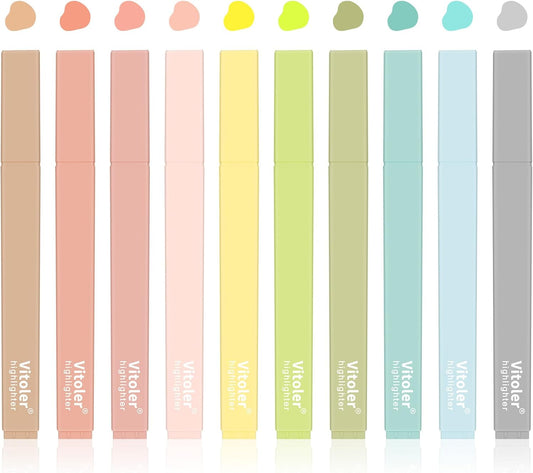 Vitoler Bible Highlighters with Soft Chisel Tip,10Pcs,Aesthetic No Bleed Dry Fast Easy to Hold, Bible Highlighters,Cute Highlighter for School Office Supplies