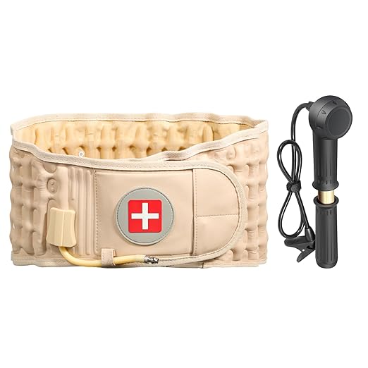 Decompression Back Belt for Lower Back Pain Relief and Lumbar Support, Spinal Decompression Belt for Woman and Men, One Size Fits 29-49 inches Waist, Decompression Back Brace for Sciatica (Beige)