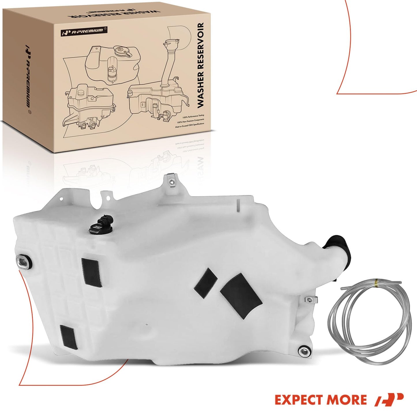A-Premium Windshield Washer Reservoir Tank Assembly Compatible with Chevrolet Trailblazer & GMC Envoy & Buick Rainier & Oldsmobile Bravada & Saab 9-7x - with Cap & Washer Pump & Fluid Level Sensor