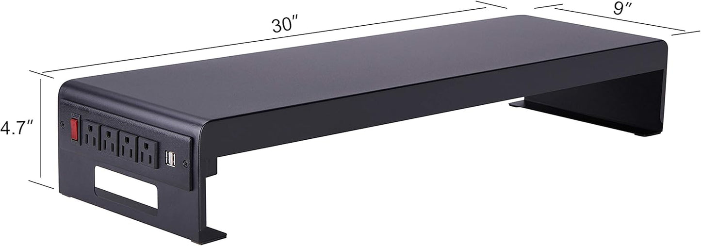 Rocelco 46" Large Height Adjustable Standing Desk Converter with Double Monitor Mount Stand BUNDLE - Quick Sit Stand Up Computer Workstation Riser - Retractable Keyboard Tray - Black (R DADRB-46-DMS)