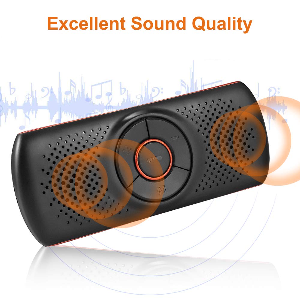NETVIP Bluetooth Handsfree Speakerphone for Cell Phone, Wireless Car Kit Music Player Adapter with Back-Clip Portable Bluetooth Speaker for Home/Sport/Outdoor, Work with Siri/Google Assistant/TF Card