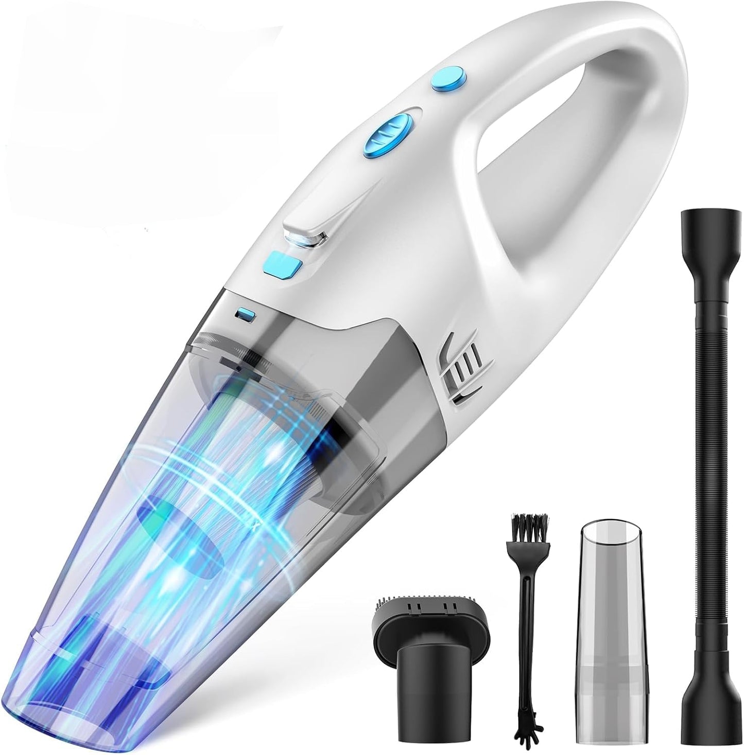 FUOAYOC Handheld Vacuum Cordless, Hand Vacuum Cordless Rechargeable with LED Light/Multi Accessories,1.6lbs Car Portable Vacuum Cleaner for Pet Hair, Home, Car, Office