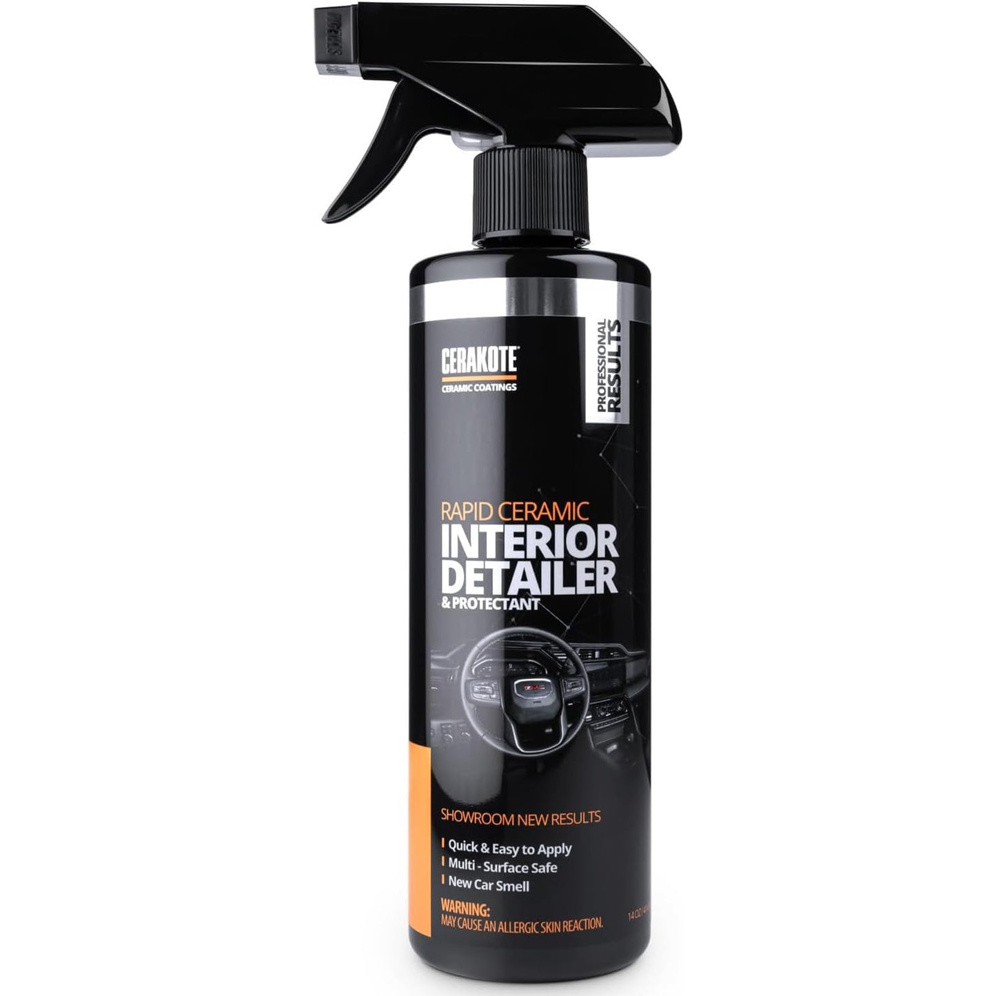 CERAKOTE Rapid Ceramic Interior Detailer and Protectant (14 fl oz.) – Quick and Easy – Multi-Surface Safe – Interior Car Cleaner Spray – Dry to the Touch – Clean and Protect Your Car, Truck, or SUV