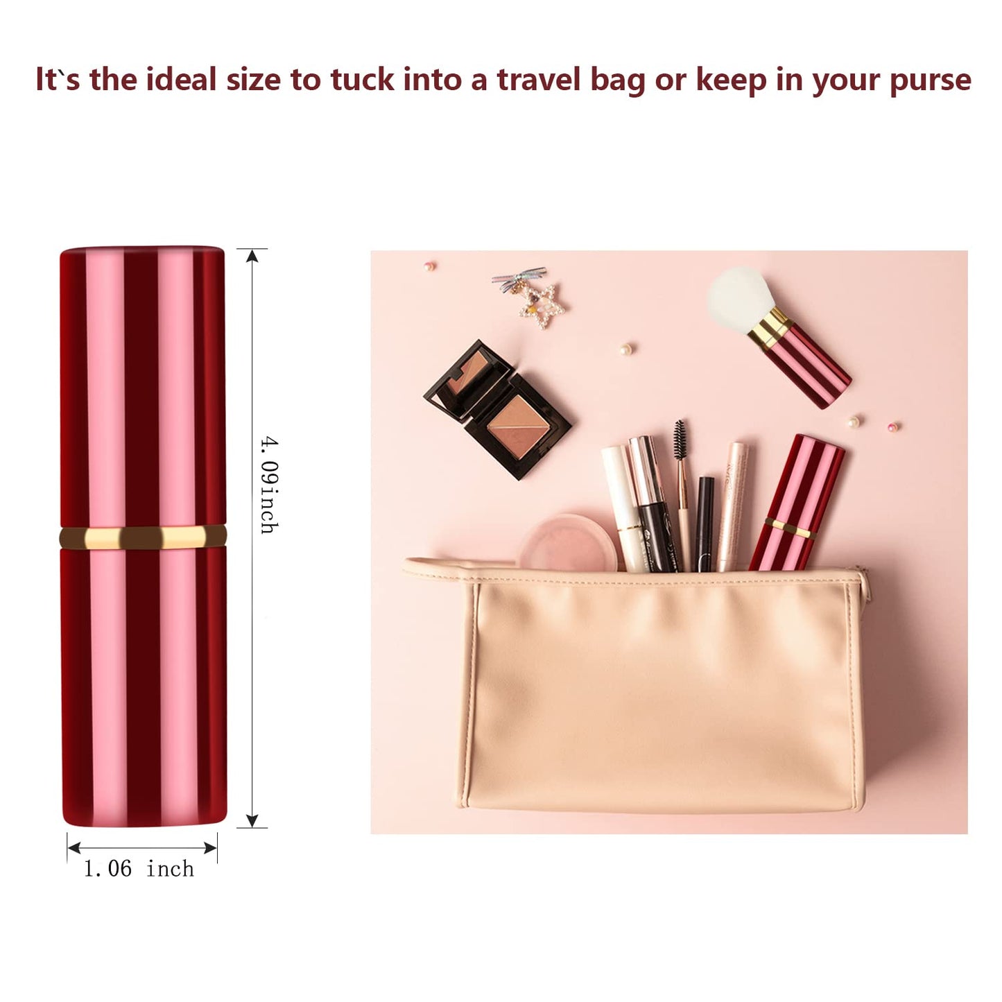 Falliny Retractable Makeup Brushes, Travel Face Kabuki Blush Brush, Portable Powder Brush with Cover for Blush, Sunscreen,Bronzer, Buffing, Highlighter Flawless Powder Cosmetics