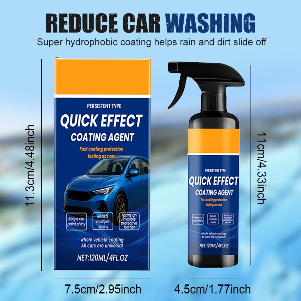 2025 New Advanced Car Quick-acting Coating Agent Spray, Car Coating Sprays, Quick Effect Cars Scratch Wax Polish Spray, Waterless Wash, Oil Film Emulsion Glass Cleaner(3pcs, 12.17FL Oz)