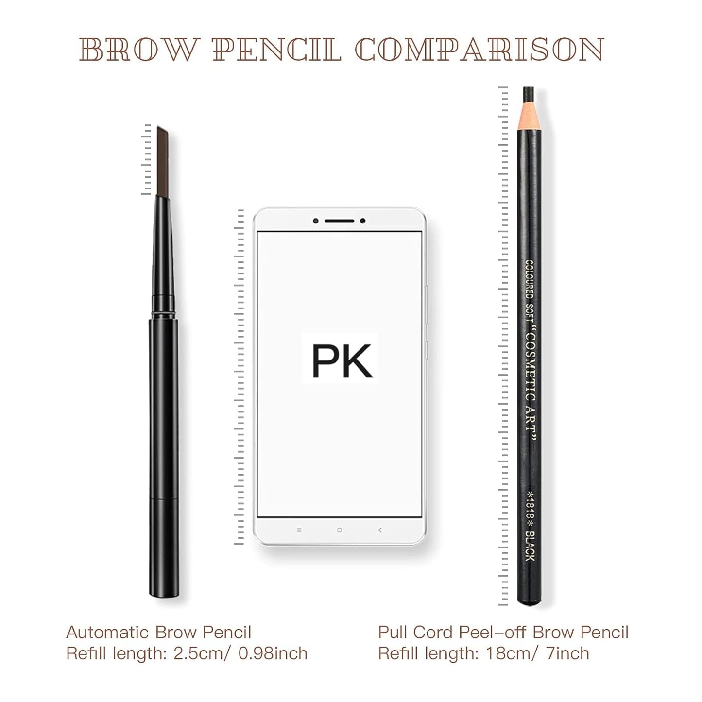 Waterproof Eye-Brows Pen-cil Set, Pull Cord Peel-off Eyebrow Pencil Microblading Eyebrow Pen Supplies Kit, White Eye-Liner Pencil and Eyebrows Tool Tattoo Makeup For Marking (5+1 Black)