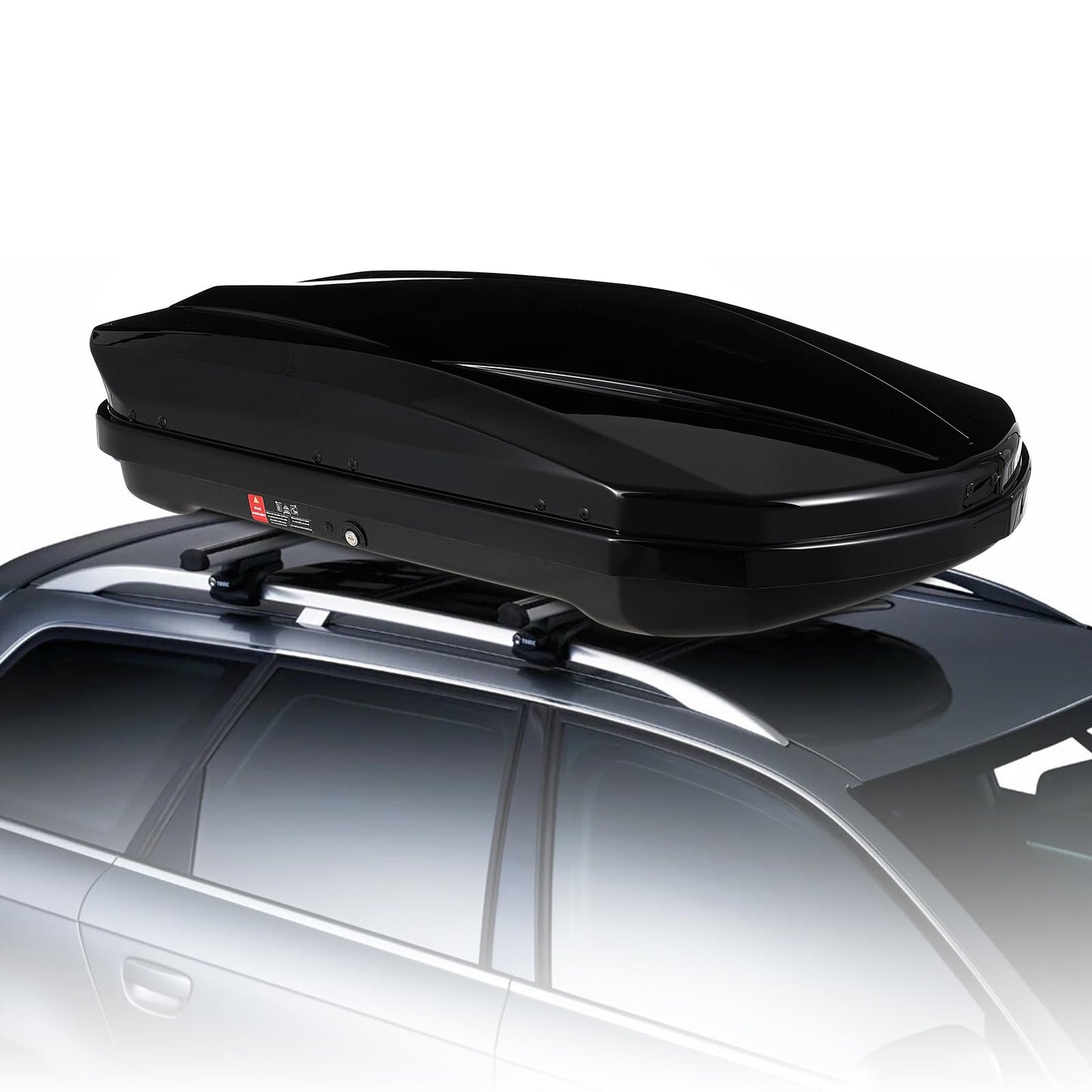 Garvee Heavy Duty Hard Shell Roof Top Cargo Carrier - 55(L) x31(W) x12(H) Waterproof Lockable Storage Box Capacity 165 Lbs 12.4 Cu Ft - Tool-Free Install- Fits SUV, Truck, Van (12.4 Cubic Ft)