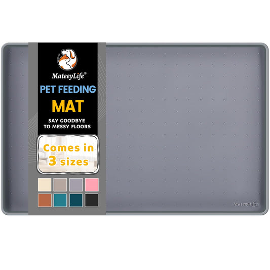 MateeyLife Silicone Cat & Dog Food Mat for Floors Waterproof, Anti-Slip Dog Bowl Mats for Food and Water, Pet Feeding Mats with Lip to Prevent Spills, Pet Placemat for Messy Drinkers to Protect Floors