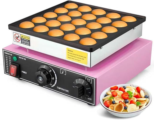 Commercial Mini Dutch Pancake Maker,25PCS Dorayaki Maker,Non-stick Dutch Poffertjes Grill,Stainless Steel Muffin Waffle Maker,Electric Hotcakes Machine for Breakfast,Snacks,Desserts