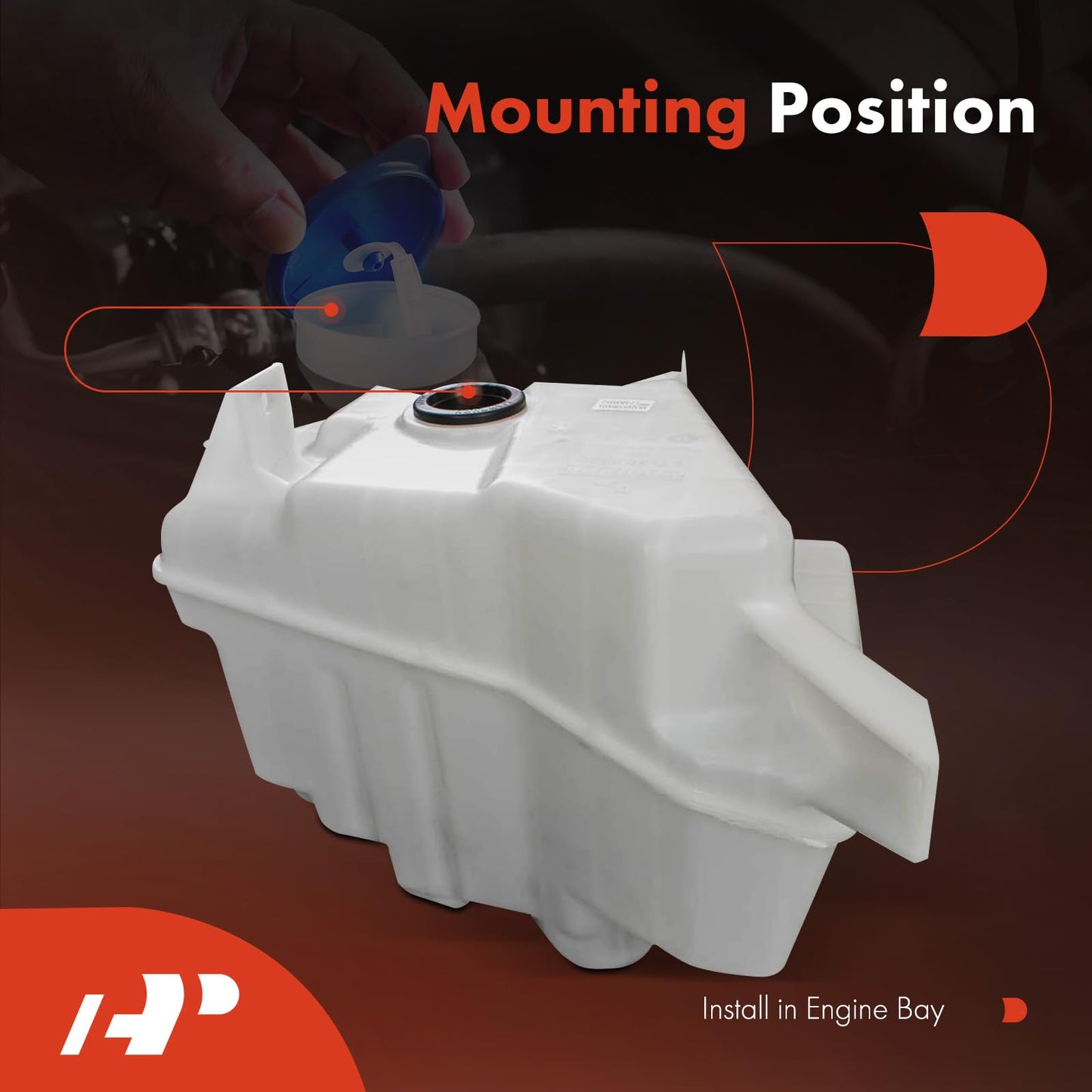 A-Premium Windshield Washer Reservoir Tank Assembly Compatible with Subaru Legacy 2015 2016 2017 2018 2019 - with Pump & Fluid Level Sensor & Cap