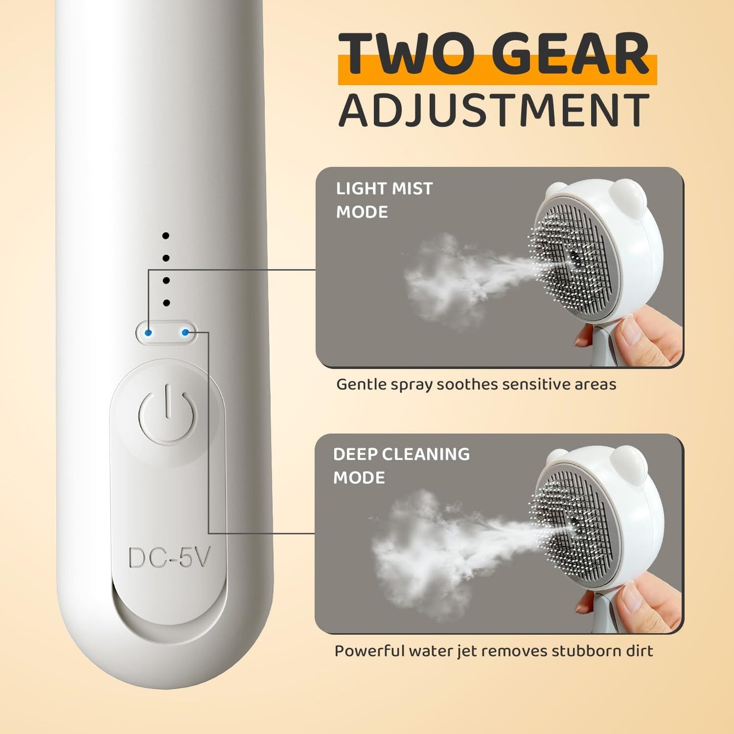 Cat Steam Brush, Self Cleaning Pet Spray Hair Removal Comb with Release Button, 3 In 1 Cat Brush for Indoor Cats for Shedding, Waterproof Pet Grooming Brushes for Long Short Haired Dogs Cats