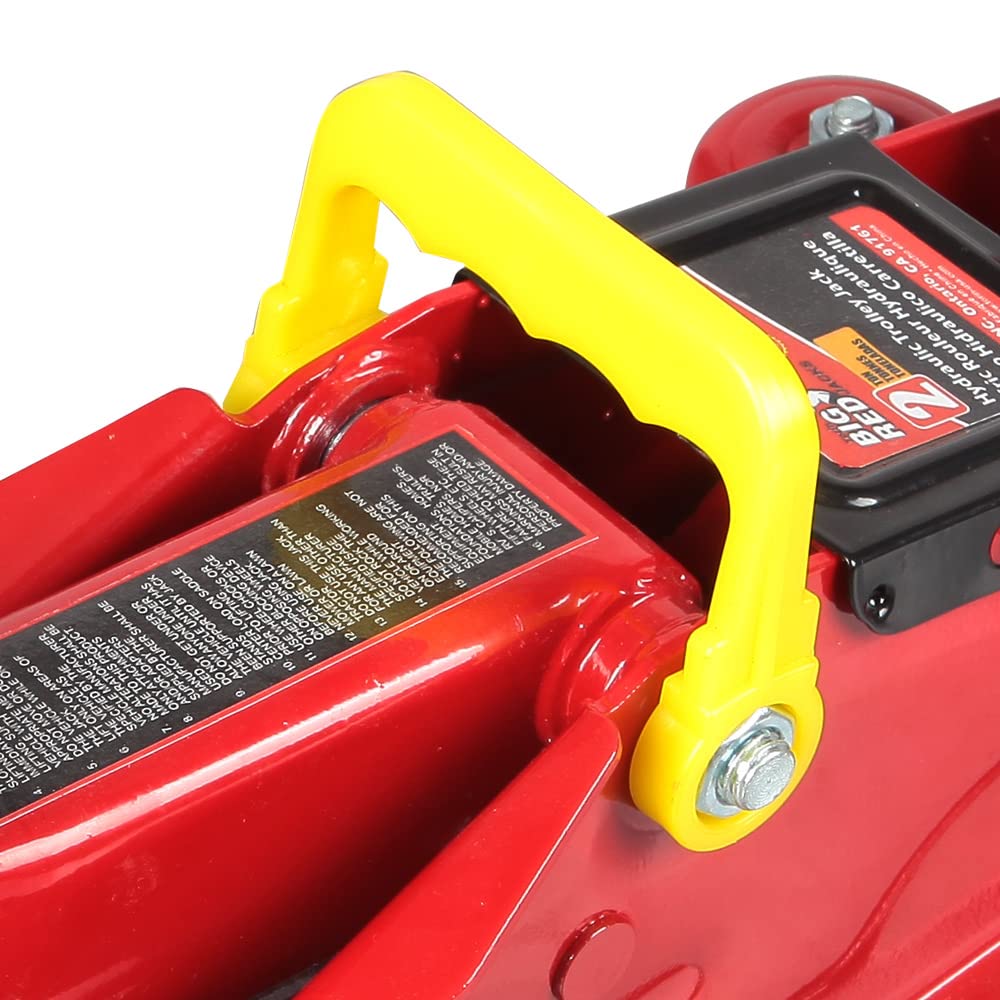 BIG RED TAM82012 Torin Hydraulic Trolley Service/Floor Jack with Blow Mold Carrying Storage Case, 2 Ton (4,000 lb) Capacity, Red