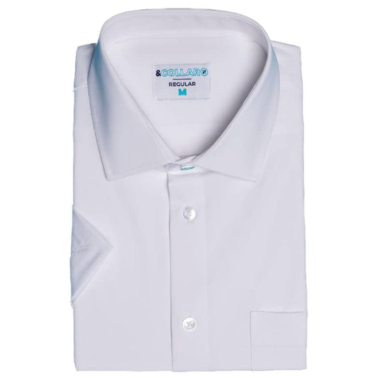&COLLAR Athletic Fit Short Sleeve Performance Men's Dress Shirt White M