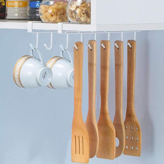 AliCH Mug Holder 2pcs Under Cabinet Mug Hooks Rack, Nail Free Coffee Cups Holder,Under Shelf Hanger for Cups/Kitchen Utensils/Ties Belts/Scarf/Keys Storage (White)
