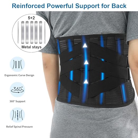 Back Brace with Heating Pad for Lower Back Pain, Cordless Heating Pad for Back, Heated Back Brace for Women and Men, Back Support Brace for Sciatica, Scoliosis, Herniated Disc, Cramps, XL