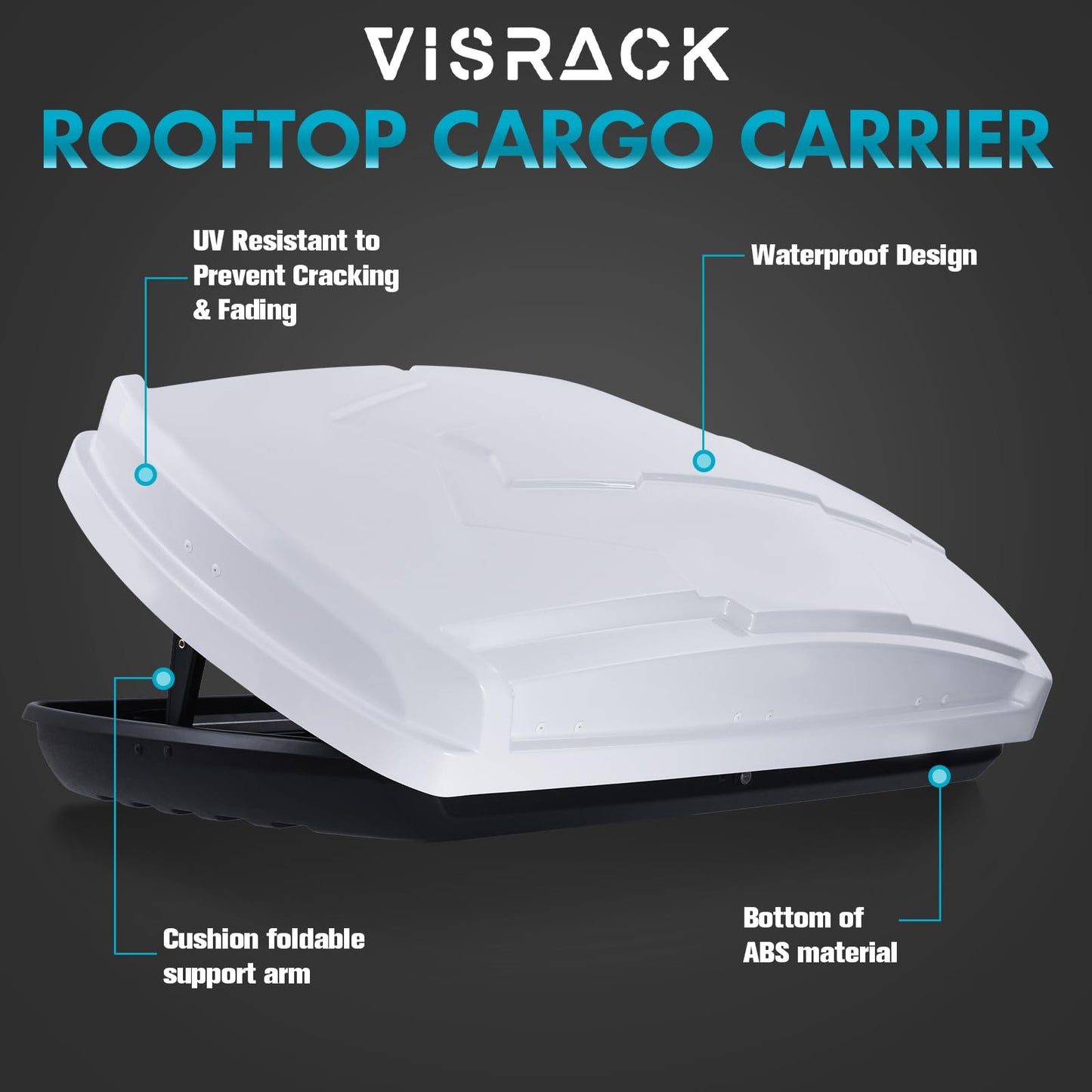 SHINEUX Rooftop Cargo Carrier Hard Shell with Security Keys, Cargo Box, 15.5 Cubic Feet Roof Rack Cargo Carrier, Rainproof Cargo Carrier for Top of Vehicle(Tool-Free Install), White.(B58)