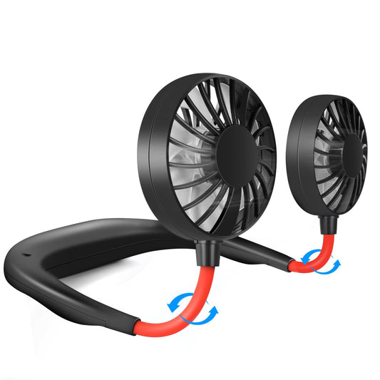Portable Neck Fan Rechargeable Personal Hand-Free Fan Mini USB Wearable Neckband Sport Fan, 3 Speed Adjustable, 360 Degrees Free Rotation Perfect for Working, Traveling, Office, Reading (Black)
