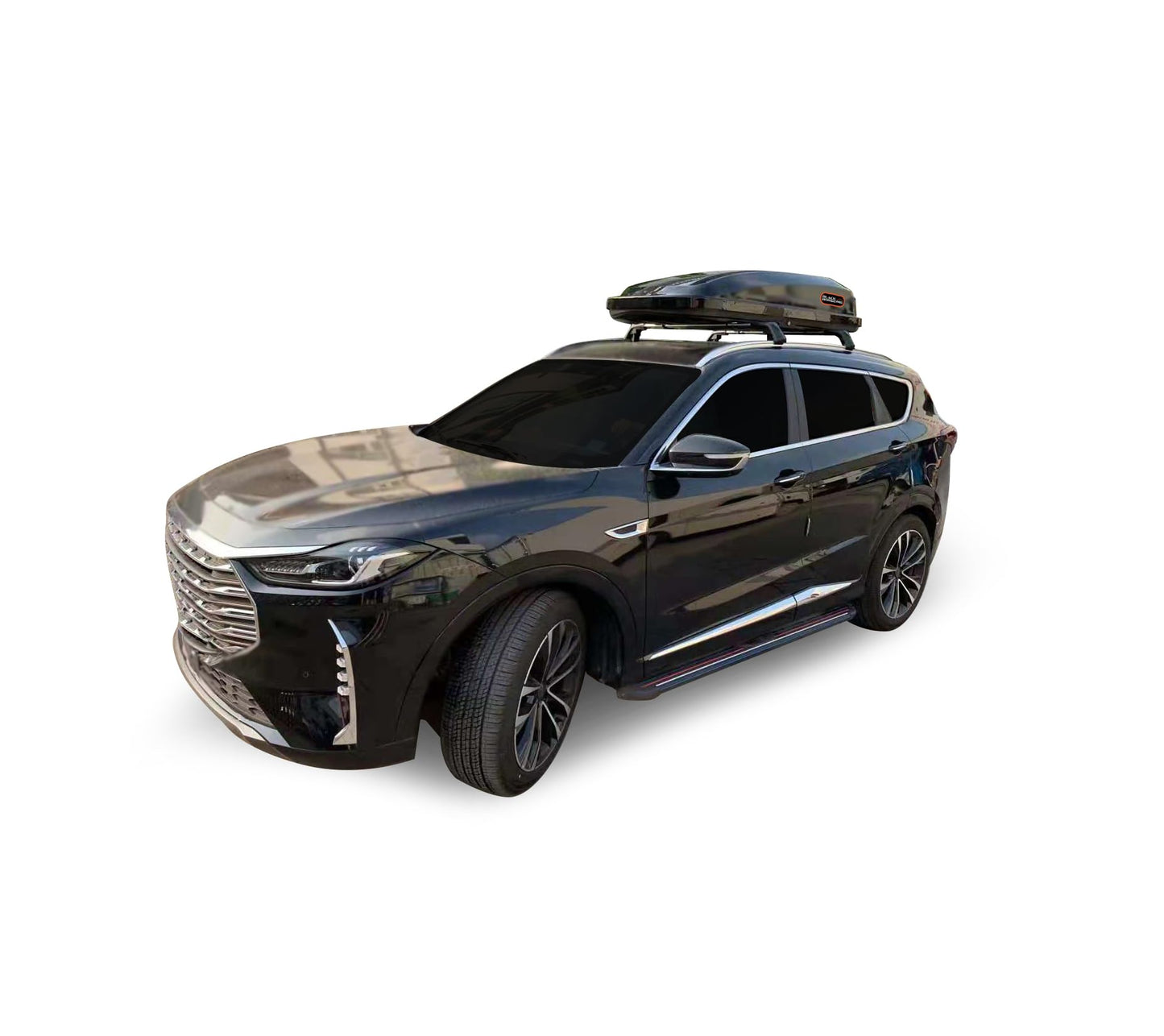 Black Horse Rooftop Cargo Carrier ABS + PMMA Hard Shell, 16 Cubic Feet Waterproof Car Roof Cargo Carrier Box w/Dual Side Opening, Security Key, 165lbs Capacity, for 28" to 80" Wide Crossbar Rack