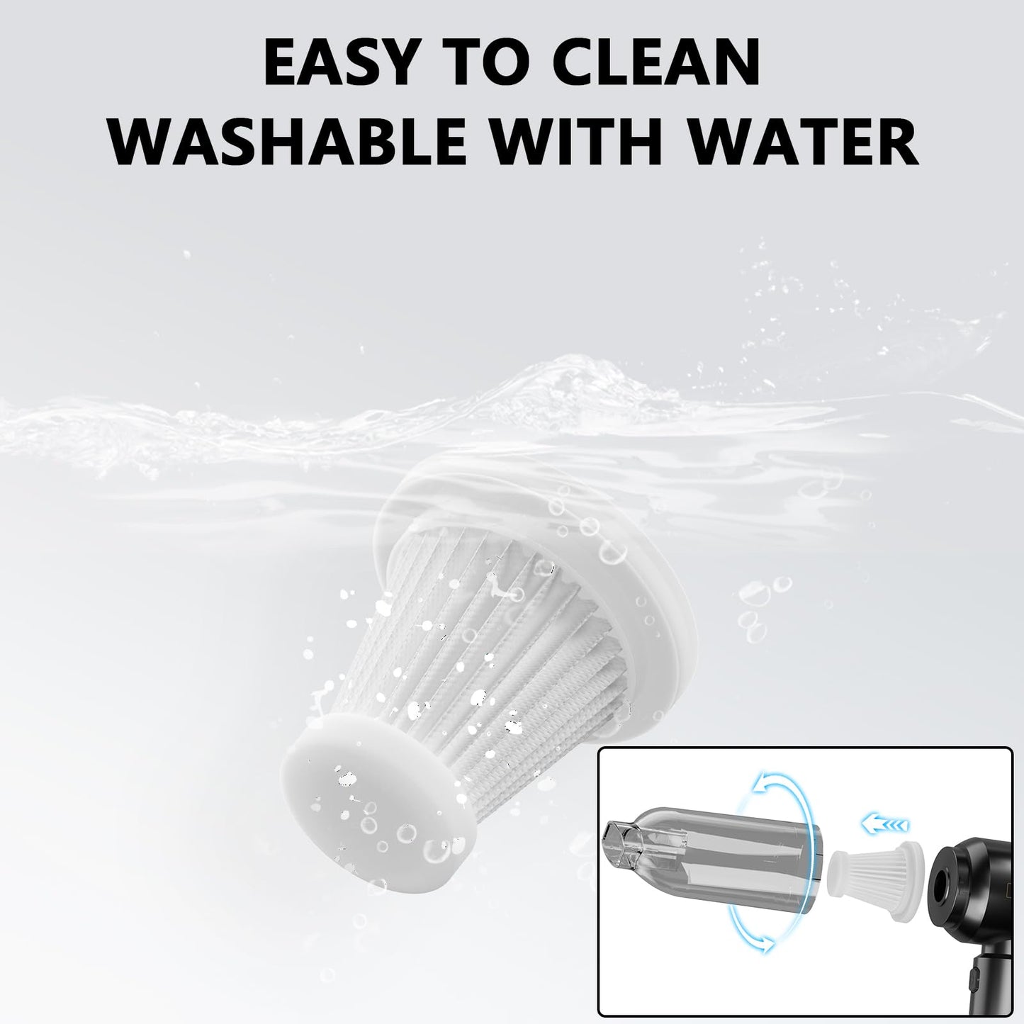 HRYCF Handheld Vacuum,Car Vacuum Cleaner,4-in-1 20000PA High Power Portable Rechargeable Vacuum Cleaner with Brushless Motor, Small Handheld Vacuum & Air Blower & Pump-Black