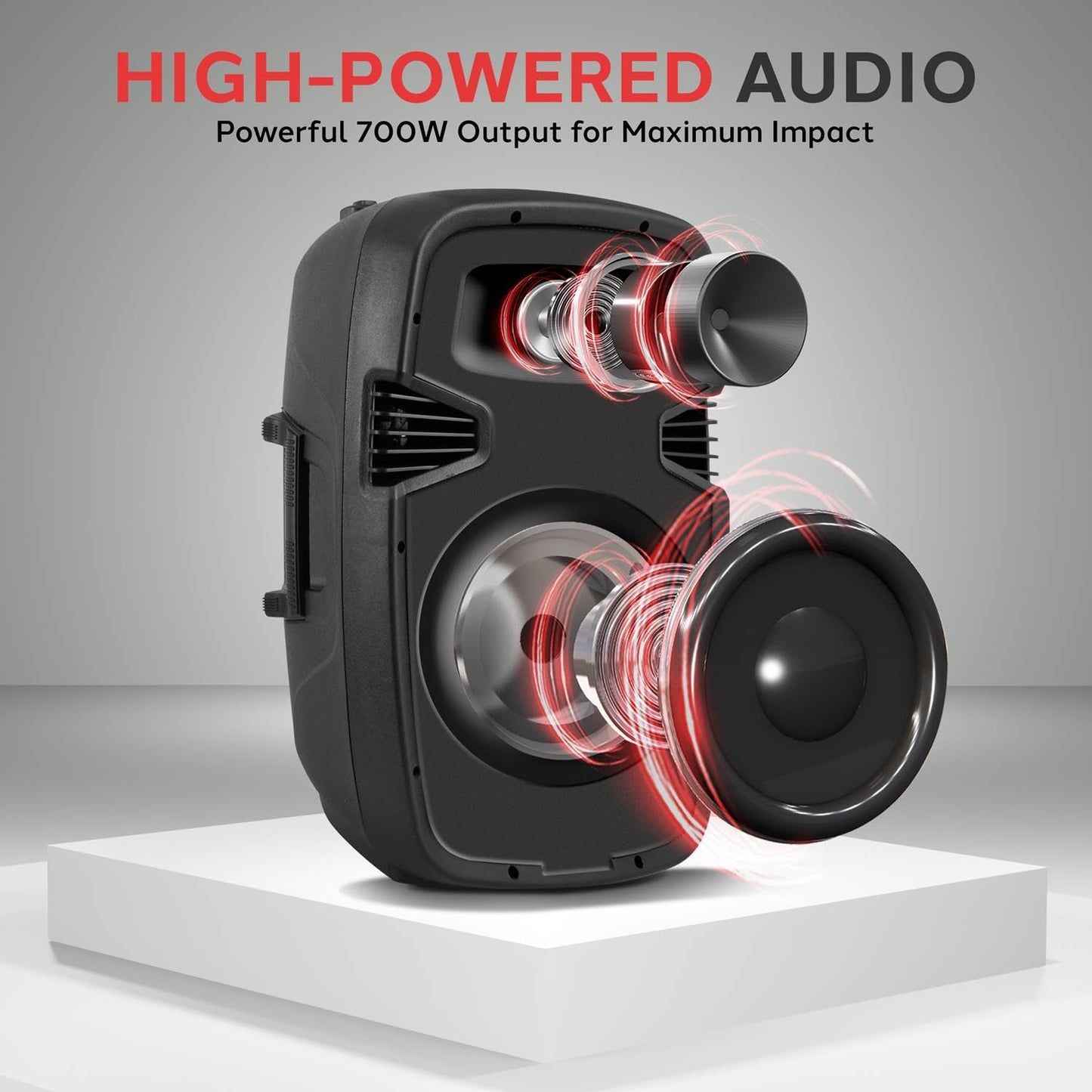 Pyle Powered PA Speaker System Active & Passive Bluetooth Loudspeakers Kit with 8 Inch Speakers, Wired Microphone, MP3/USB/SD/AUX Readers, Speaker Stands- PYLE PPHP849KT.5,Black