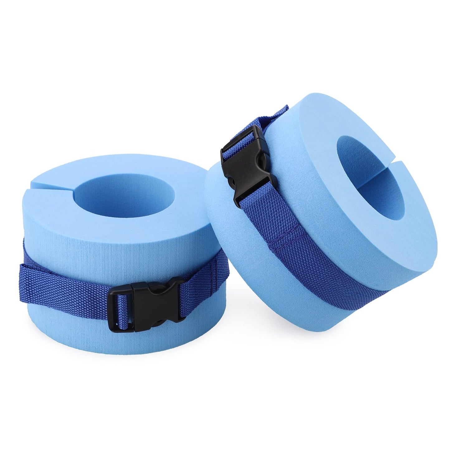 Foam Swim Aquatic Cuffs, Water Aerobics Float Ring Fitness Exercise Set, Ankles Arms Belts with Quick Release Buckle for Swim Fitness Training Set, Set of 2, Blue