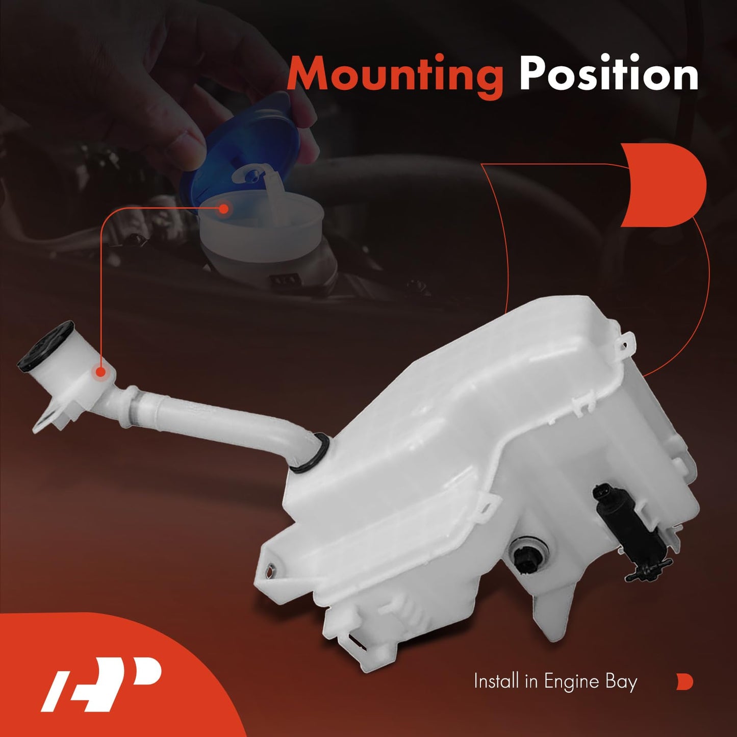 A-Premium Windshield Washer Reservoir Tank Assembly Compatible with Toyota Highlander 2020-2021 - with Pump& Fluid Level Sensor & Cap & Filler Neck