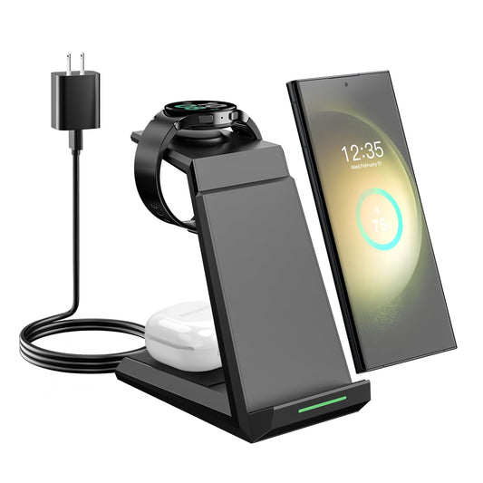 Wireless Charger for Samsung - NANAMI 3 in 1 Charging Station for Multiple Devices, Fast Charger Stand for Galaxy S25 S24 S23 Ultra S22 S21 Z Flip Fold 4,Galaxy Watch 6/5/5 Pro/4/3, Galaxy Buds 2 Pro