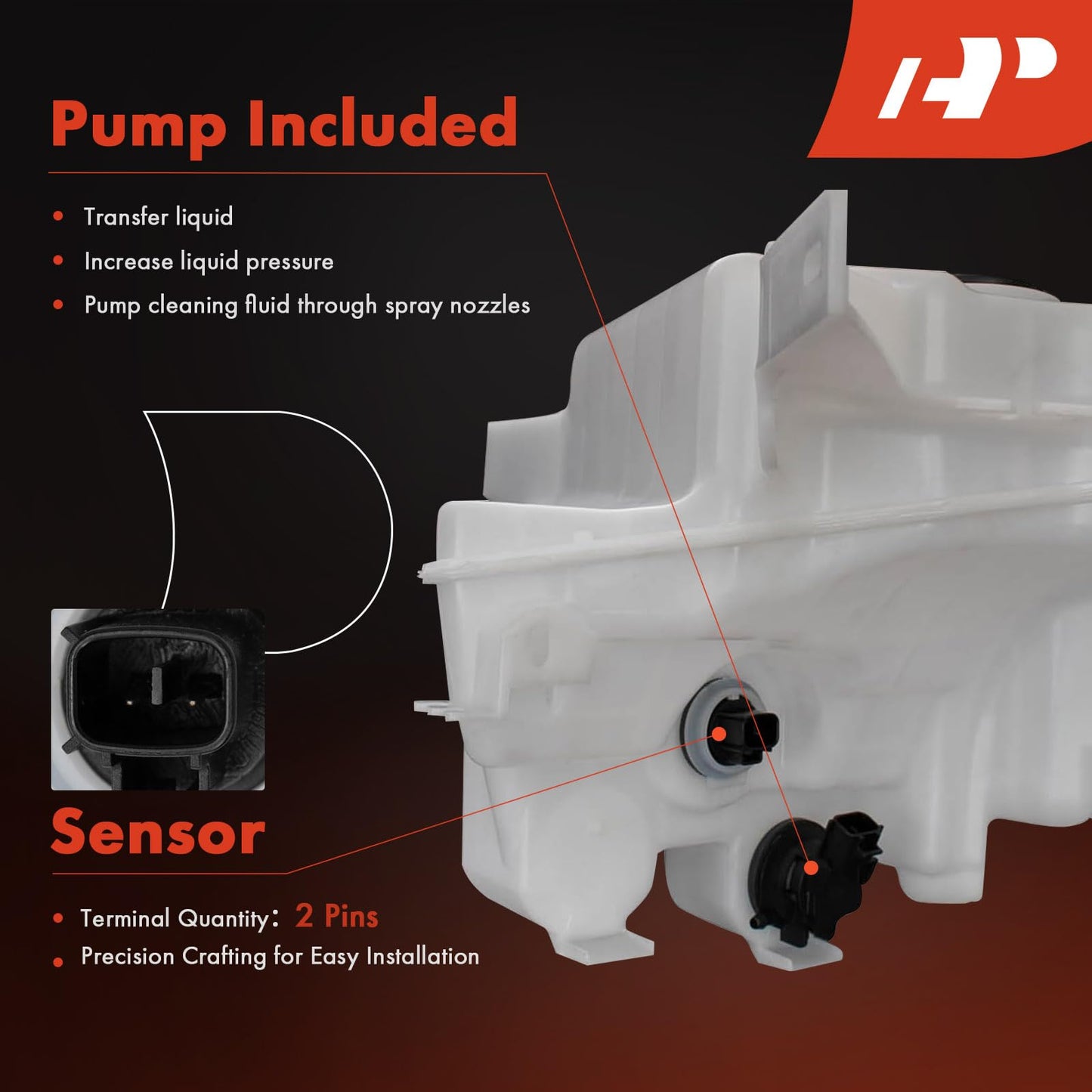 A-Premium Windshield Washer Reservoir Tank Assembly Compatible with Subaru Legacy 2015 2016 2017 2018 2019 - with Pump & Fluid Level Sensor & Cap