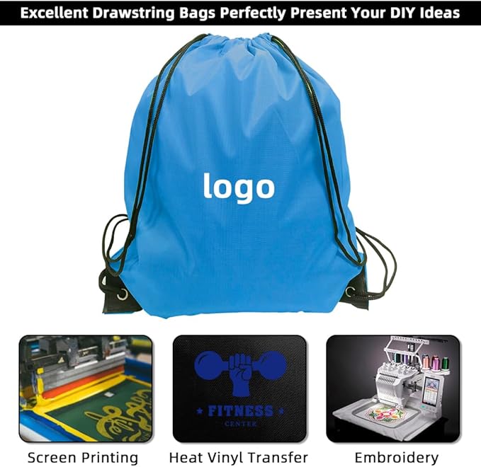 GoodtoU Drawstring Backpacks, Drawstring Bags Bulk Nylon Backpack Cinch Sack for Sport, Traveling, Team (20Pcs, Sky Blue)
