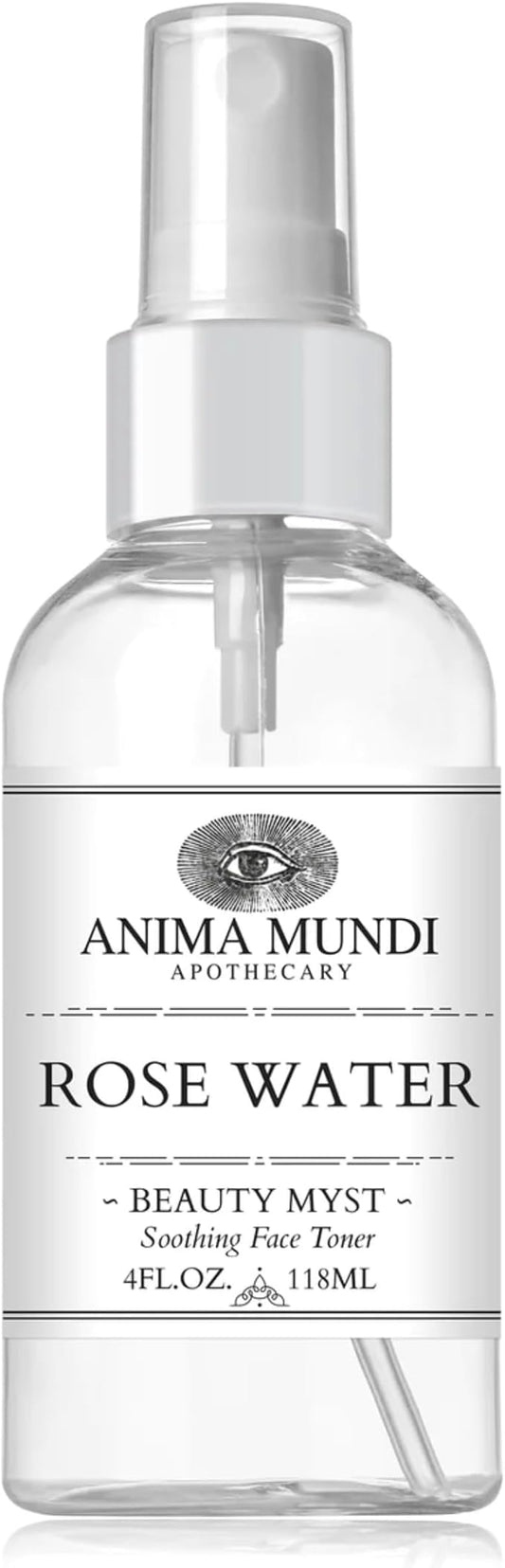 Anima Mundi Apothecary Soothing Rose Water Face Toner - Beauty Myst Facial Spray Helps Reduce Redness, Calm Skin, & Slow Signs of Aging - Made with Rose Distillate & Hints of Citrus (4 oz/118 ml)
