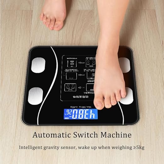 Digital Bathroom Scale Led Display,Scale for Body Weight and Fat Percentage,with Smartphone App Scale USB Rechargeable Wireless Digital Weight Scale