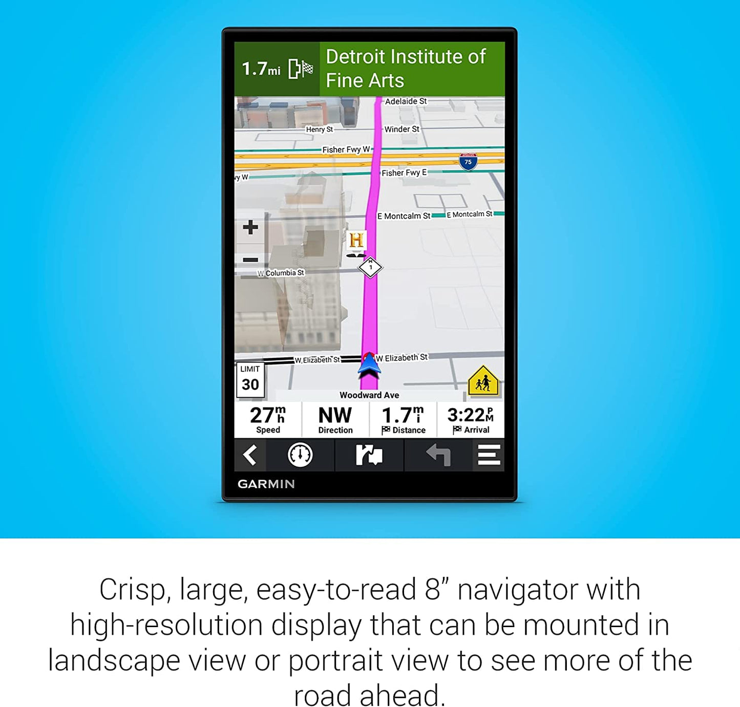 Garmin DriveSmart 86 8-inch Bright Crip Glass Screen Car GPS Navigator (010-02471-00) (Renewed)