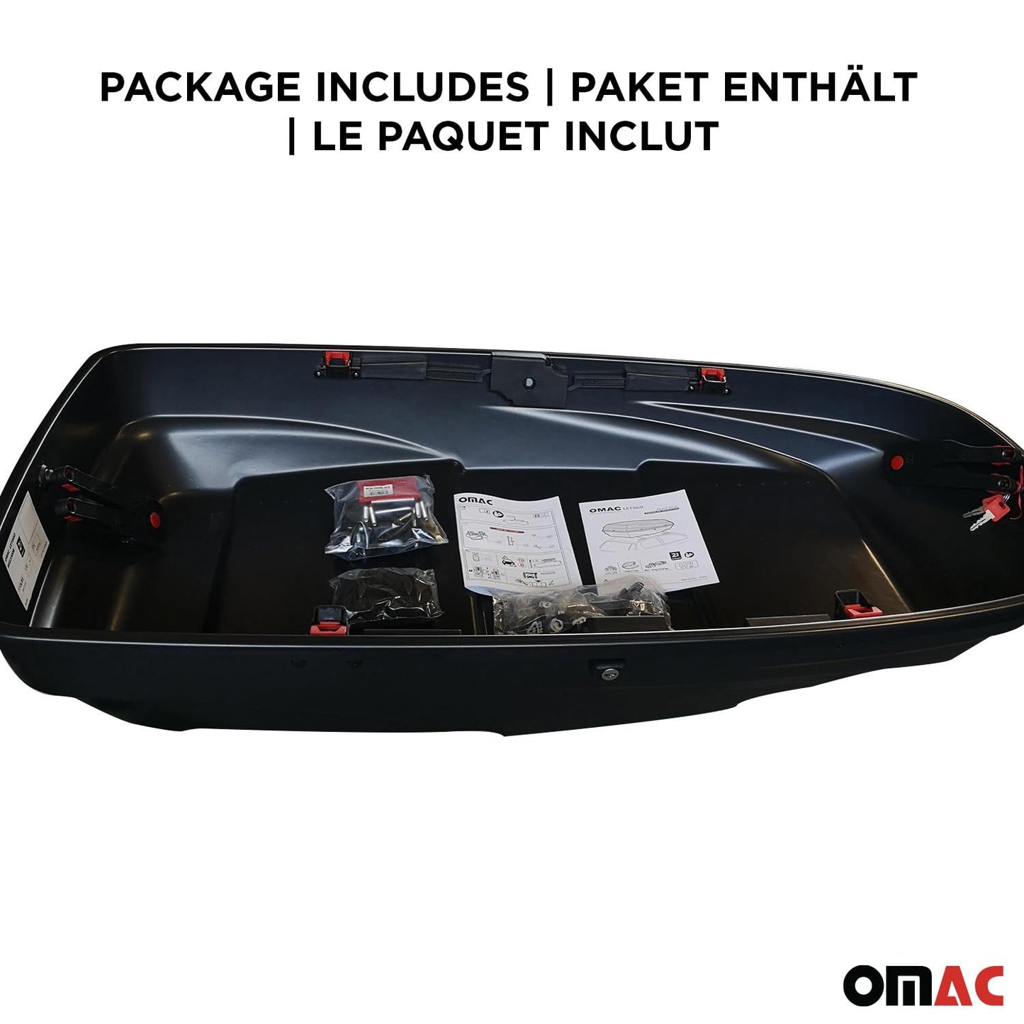 OMAC Rooftop Cargo Carrier Hard Shell, 8 Cubic Feet Cargo Box for Roof Rack, Dual-Side Opening, Waterproof Roof Box, Car Roof Carrier Hard Shell, Matt Black with Security Keys