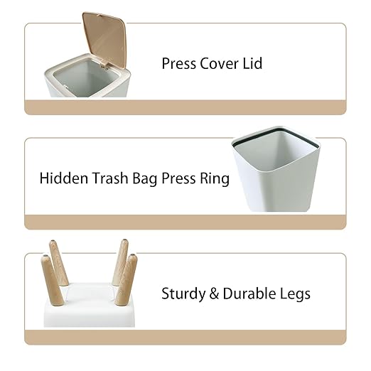 Small Trash Can with Lid Seamless Ceramic Tile Colorful Vintage Multicolor Pattern Wastebasket with Press Cover Dog Proof Garbage Can Waste Bin for Kitchen Bathroom Nursery 2.6 Gallon